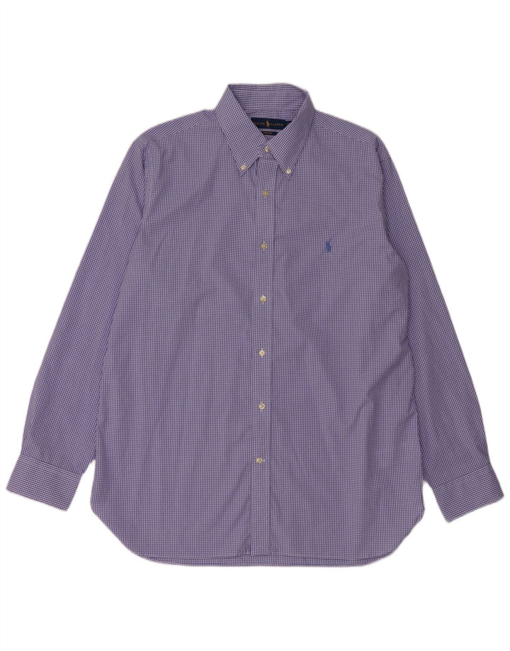 Camisa masculina Ralph Lauren tamanho 16 1/2 grande algodão guingão azul