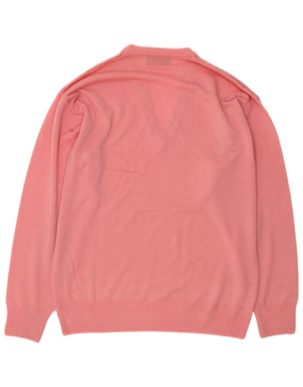 KAPPA Mens V-Neck Jumper Sweater Medium Pink Virgin Wool