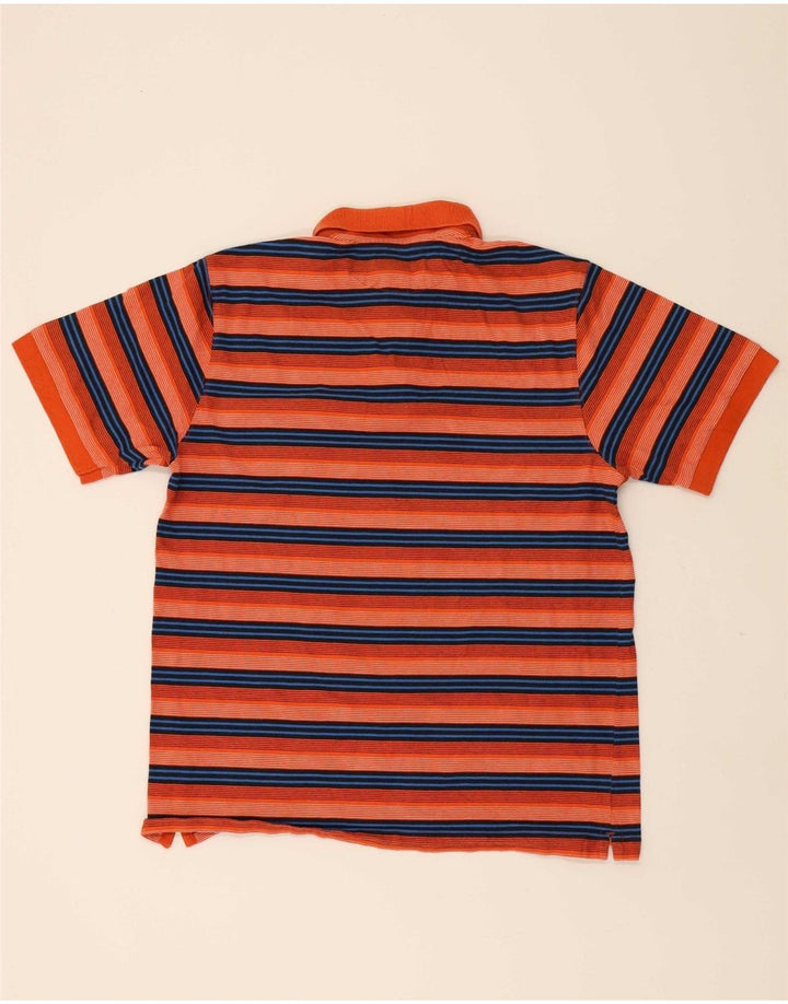 Camisa polo masculina CHAPS grande algodão listrado laranja