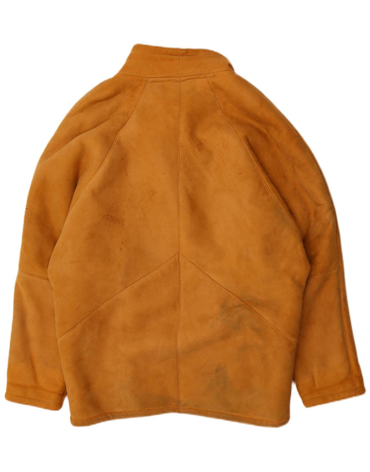 Jaqueta feminina vintage de shearling de grandes dimensões IT 42 Shearling marrom médio