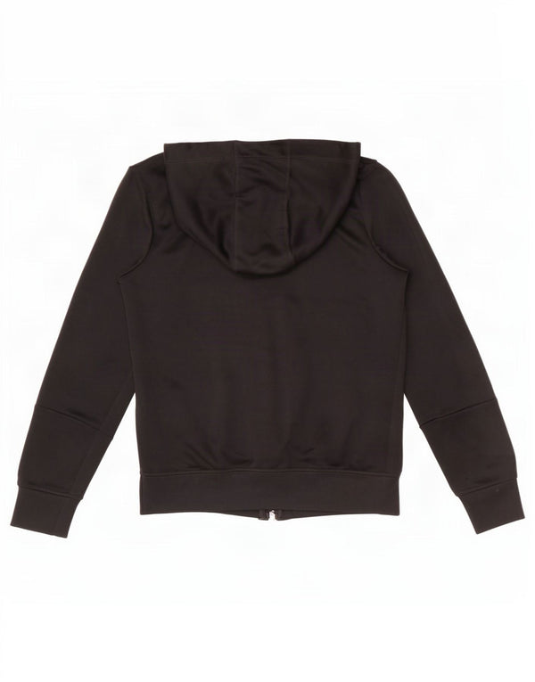 Suéter Adidas feminino com capuz e zíper gráfico UK 6 XS preto poliéster