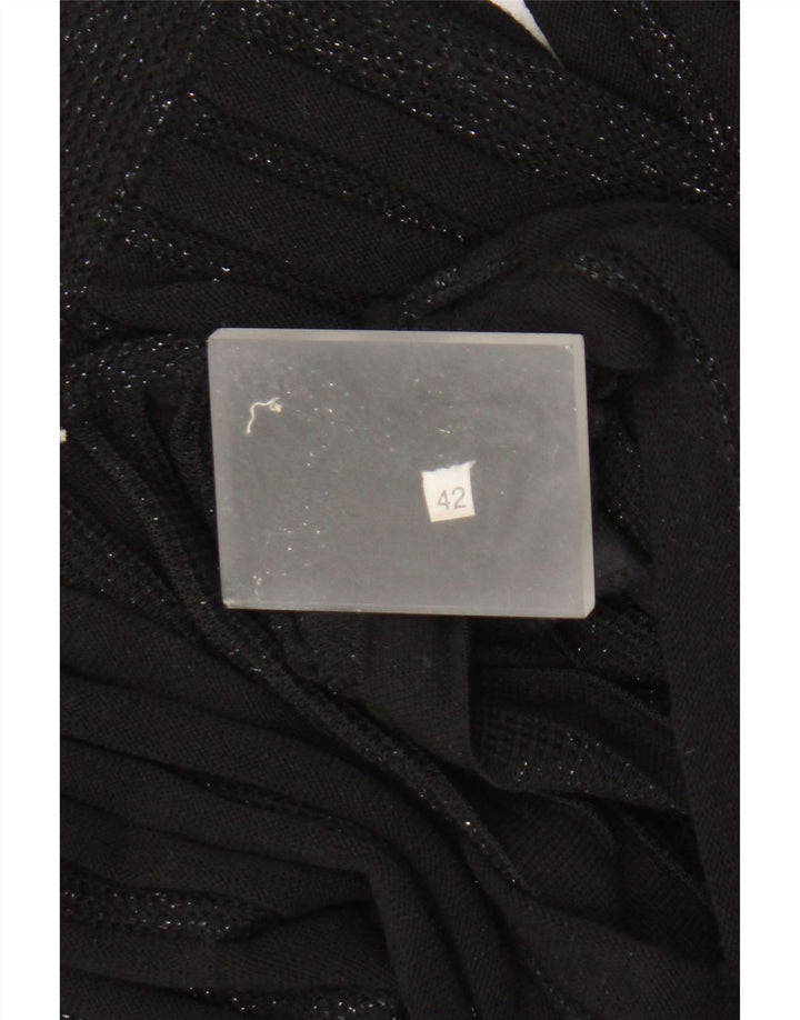 Suéter feminino vintage grande com decote em V IT 42 médio preto manchado