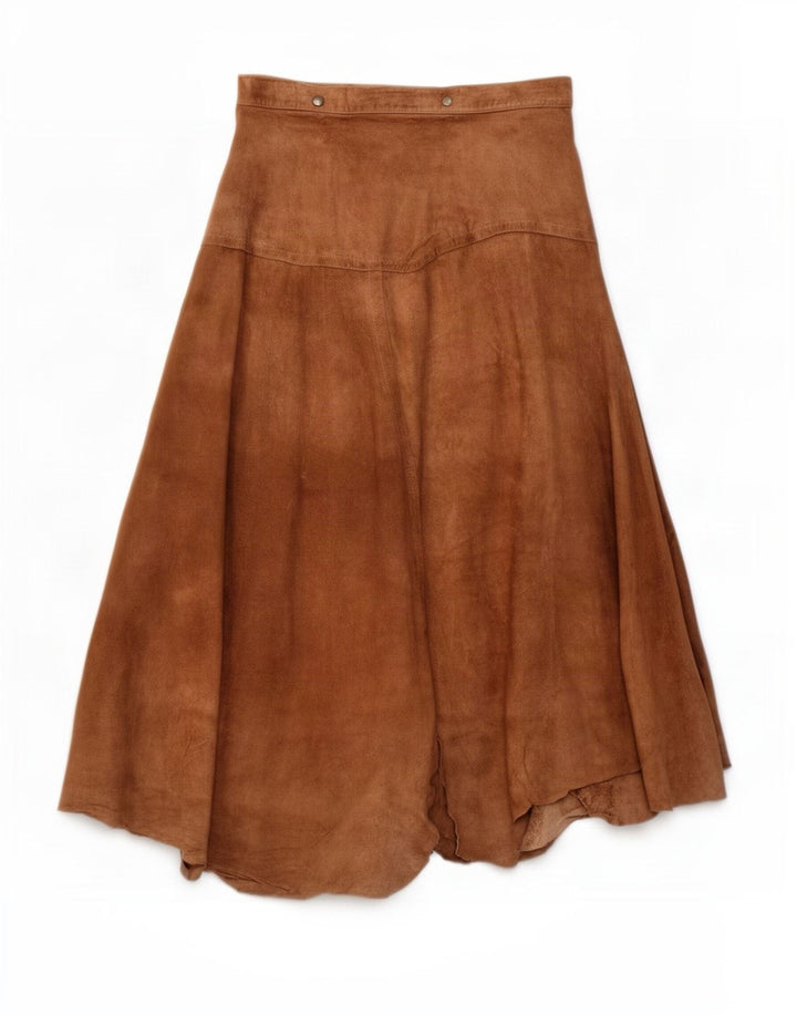 Saia assimétrica feminina vintage em camurça IT 46 grande W30 bege