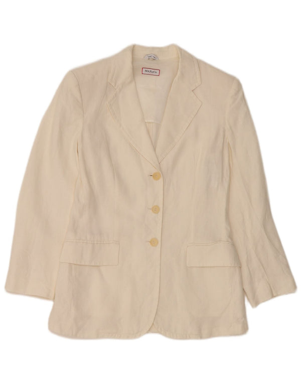 Jaqueta blazer feminina de 3 botões Max & Co. Reino Unido 8 linho branco pequeno
