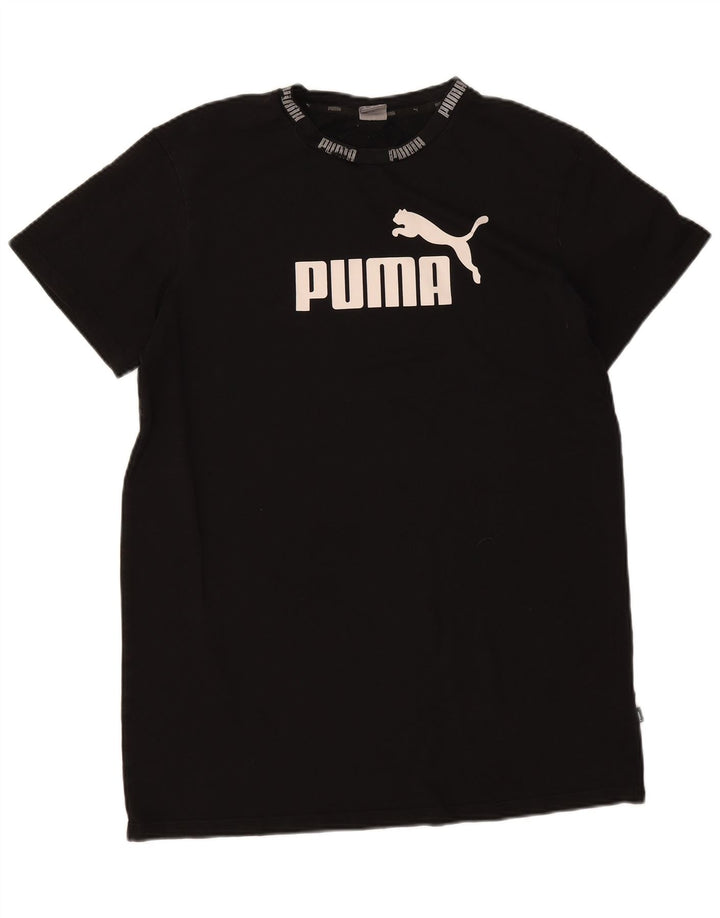 Puma Mens Graphic T-Shirt Top Médio Algodão Preto
