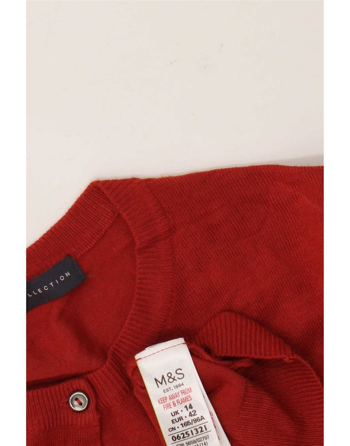 Suéter cardigã feminino Marks & Spencer UK 14 grande viscose vermelha