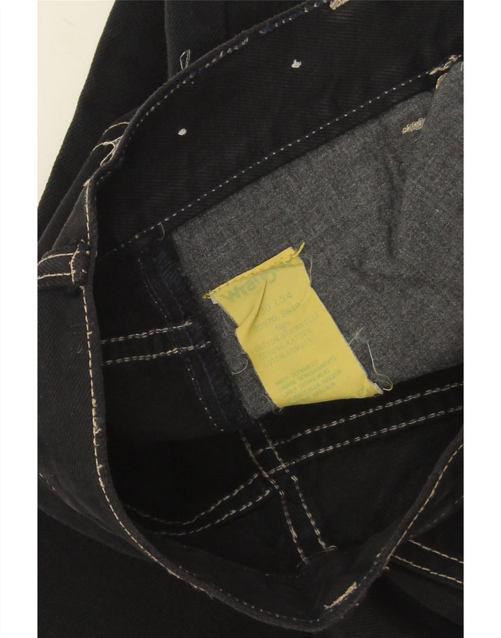 Wrangler Mens Straight Jeans W34 L34 Algodão Preto