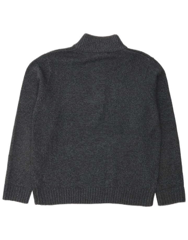 Suéter masculino Marks & Spencer com gola com botão grande azul marinho salpicado