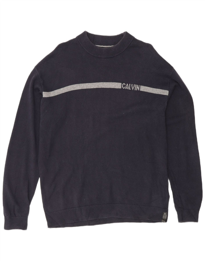 Suéter masculino Calvin Klein Jeans com gola redonda pequeno azul marinho