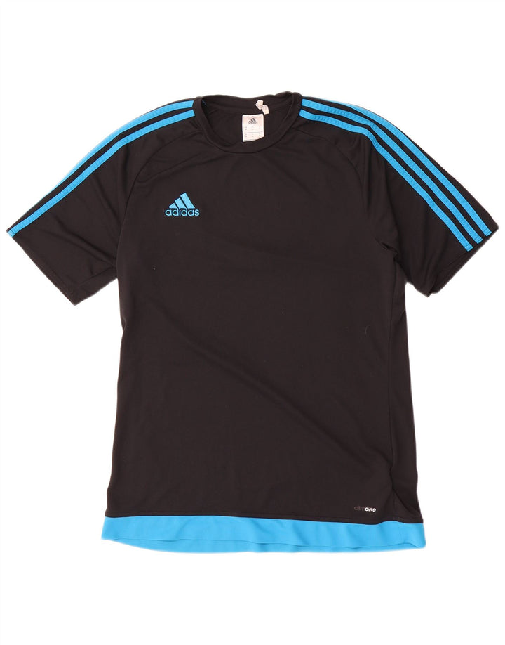 Adidas Mens Climalite Camiseta Top Médio Preto Colorblock Poliéster