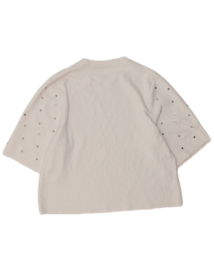 Zara Blusa Feminina Top UK 10 Pequena Branca