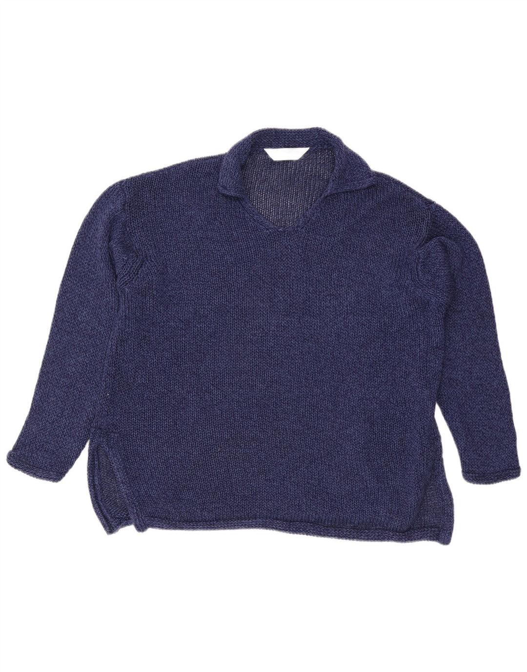 Suéter feminino Marks & Spencer com gola polo e gola polo Reino Unido 12 médio azul marinho