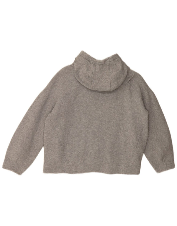 Suéter feminino com capuz Sweaty Betty UK 14 algodão cinza médio