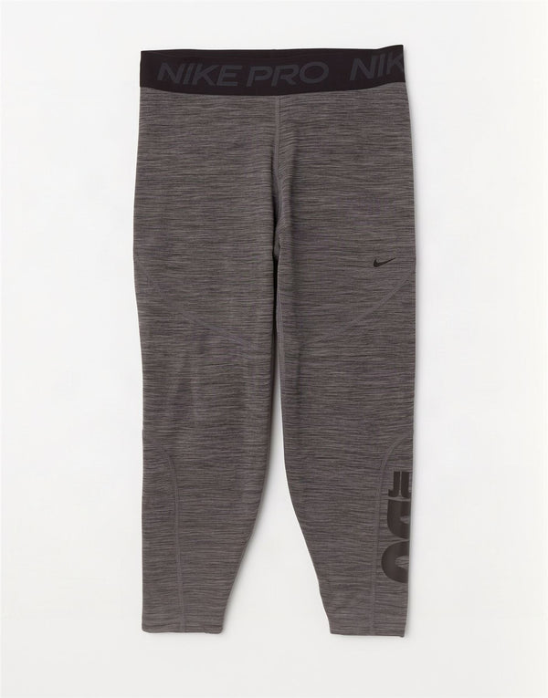 Leggings Nike Dri Fit Graphic Crop Femininas UK 14 Grande Bloco de Cores Cinza