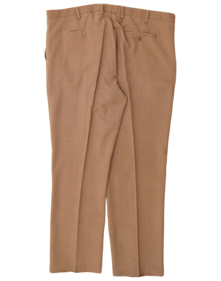 Calça masculina de terno reto COTTON TRADERS W42 L31 poliéster bege