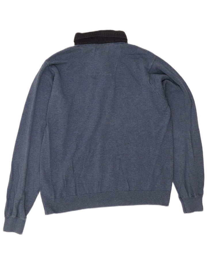 Suéter masculino Marks & Spencer Blue Harbour com gola polo azul médio