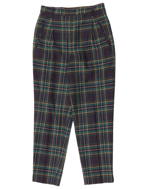 Gianni Abozzi Calça feminina de terno cônico IT 44 médio W28 L27 xadrez verde
