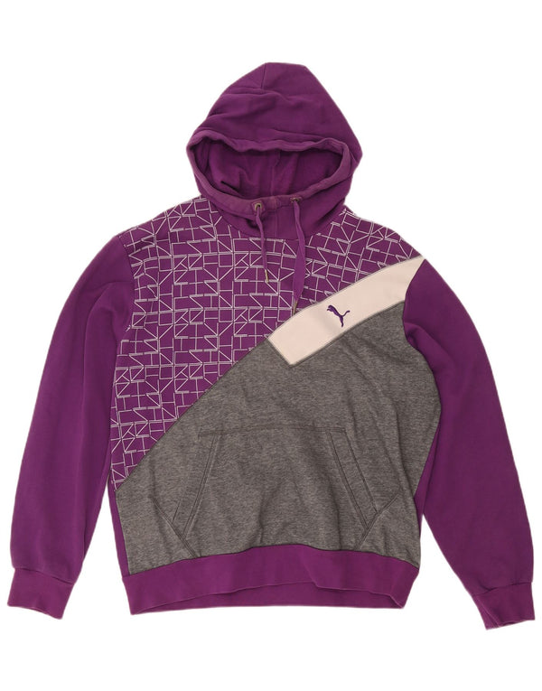 Suéter com capuz gráfico masculino Puma grande algodão colorido roxo