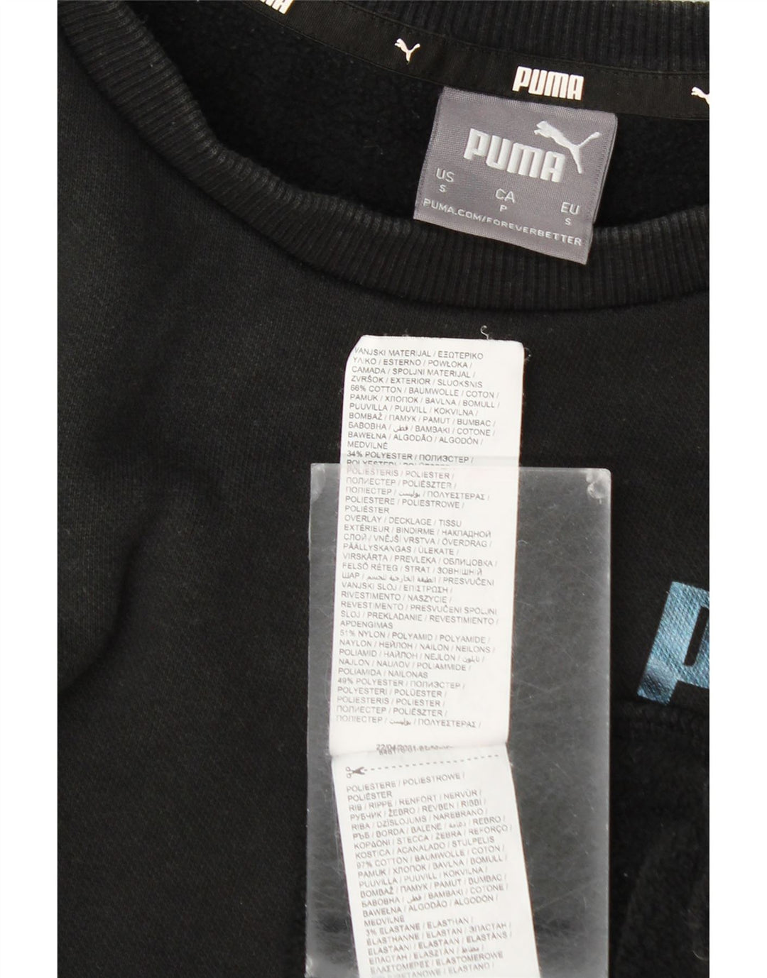 Puma masculino gráfico moletom jumper pequeno preto colorblock algodão