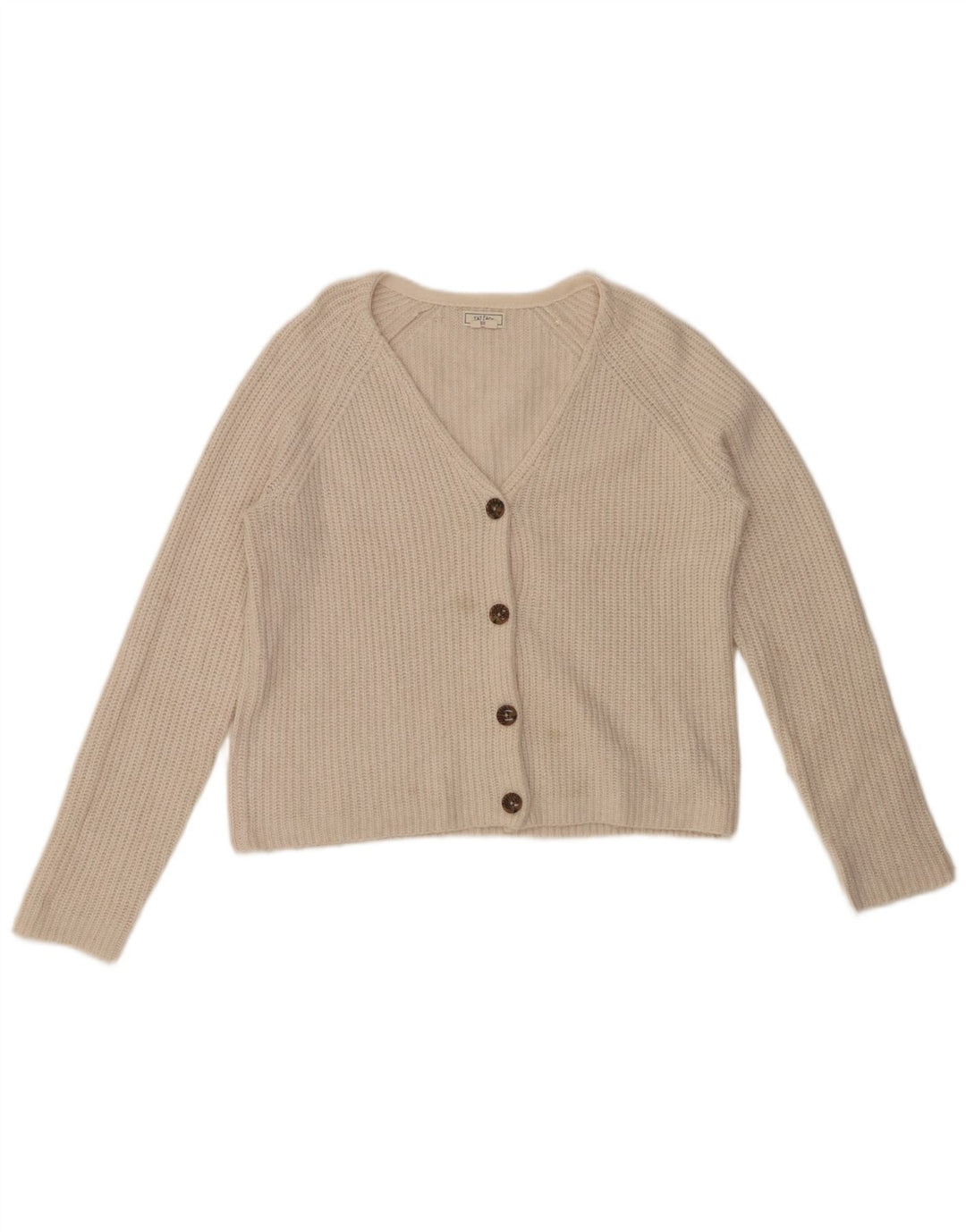 Suéter cardigã feminino FAT FACE cropped grande Reino Unido 10 pequeno nylon branco