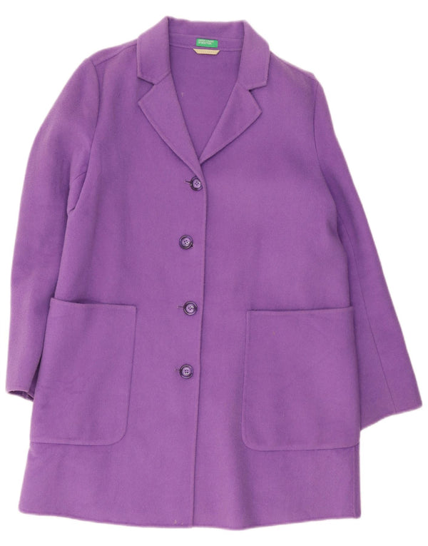 Sobretudo feminino Benetton UK 14 grande lã roxa