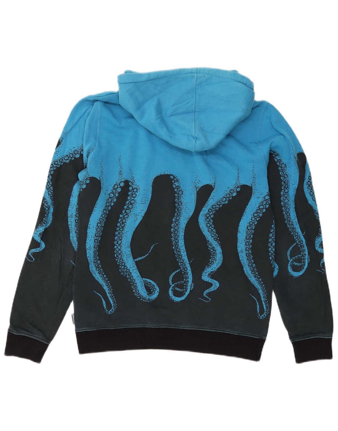 Octopus masculino gráfico moletom com capuz pequeno azul colorblock algodão