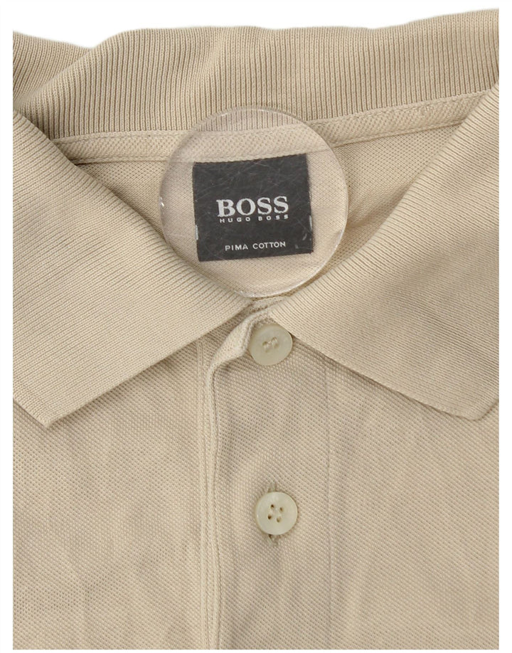 Camisa polo masculina Hugo Boss médio bege algodão clássico