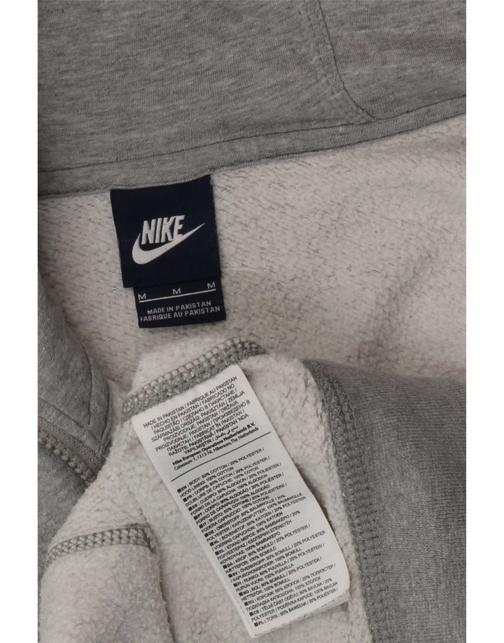Suéter masculino Nike com capuz e zíper cinza médio algodão manchado