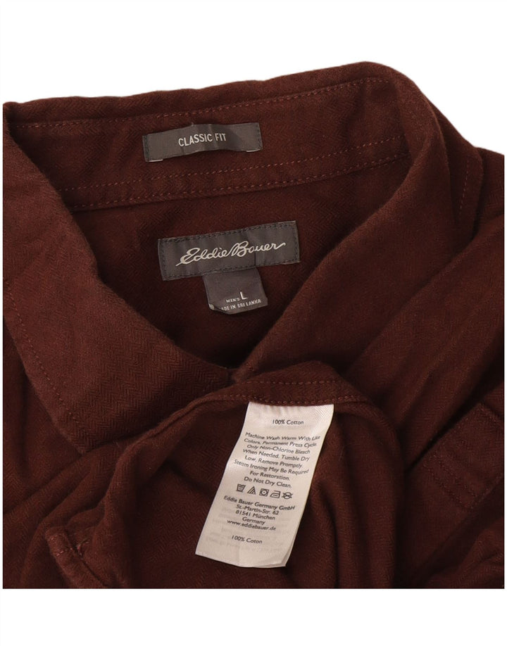 Camisa masculina de flanela Eddie Bauer Classic Fit grande marrom