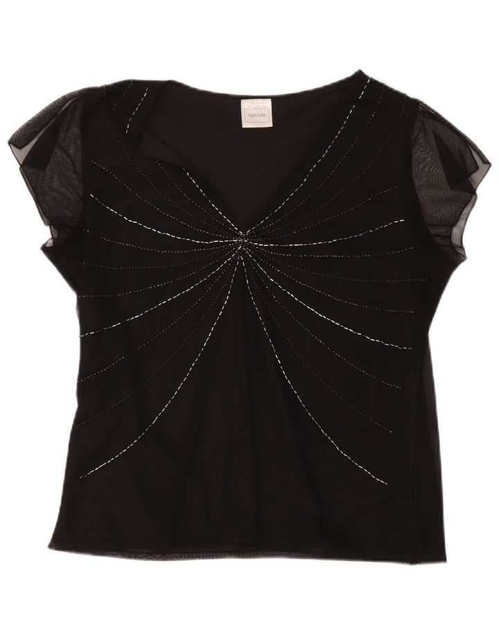 Blusa feminina Agenda Top UK 16 grande poliéster preto