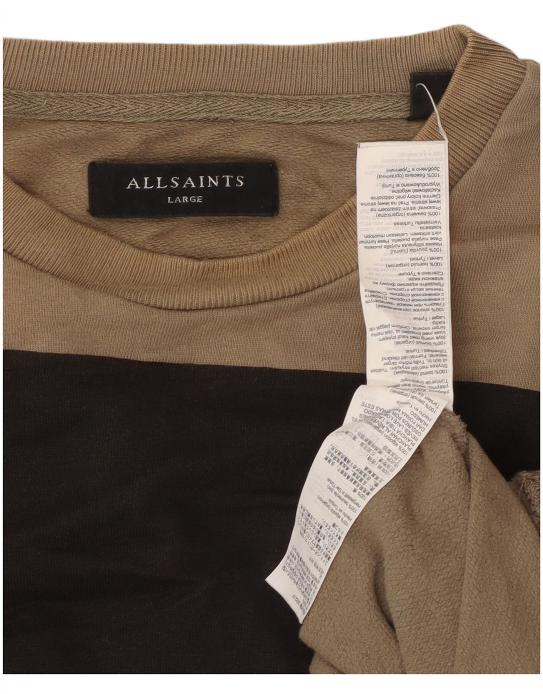 All Saints moletom masculino jumper grande bege colorblock algodão