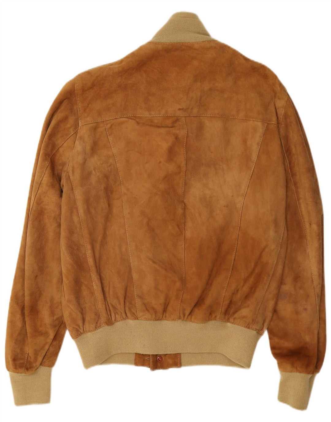 Jaqueta bomber masculina vintage de camurça IT 48 couro colorblock bege médio
