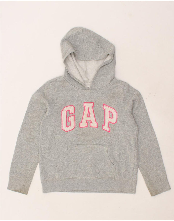 GAP Girls Graphic Hoodie Jumper 11-12 Years XL Grey Cotton Vintage Gap and Second-Hand Gap from Messina Hembry 