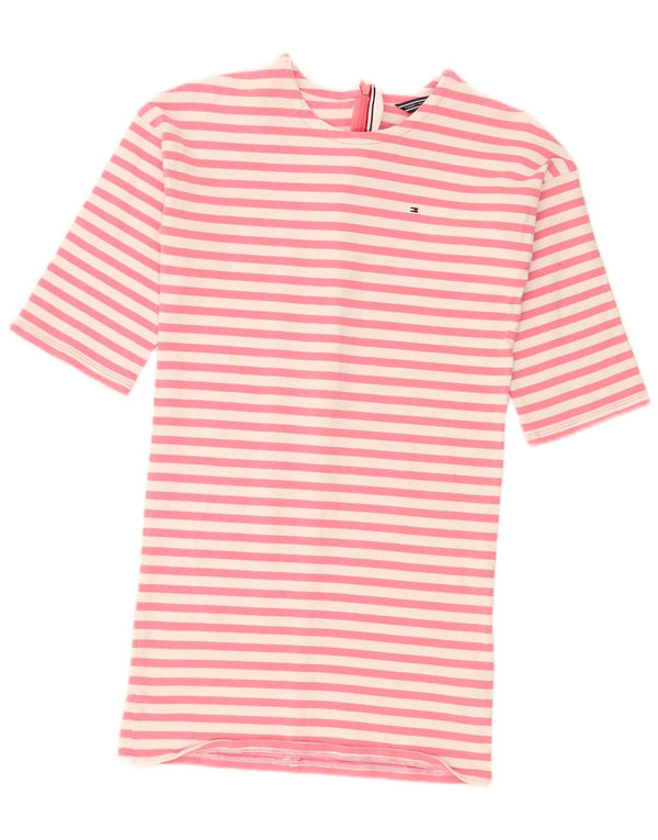 Tommy Hilfiger Vestido camiseta manga 3/4 para meninas 11-12 anos listrado rosa