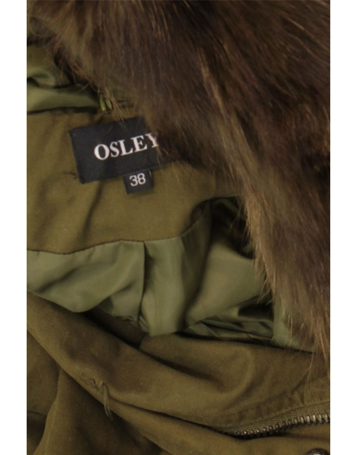 VINTAGE Womens Hooded Parka Jacket EU 38 Medium Khaki Cotton Vintage Vintage and Second-Hand Vintage from Messina Hembry 