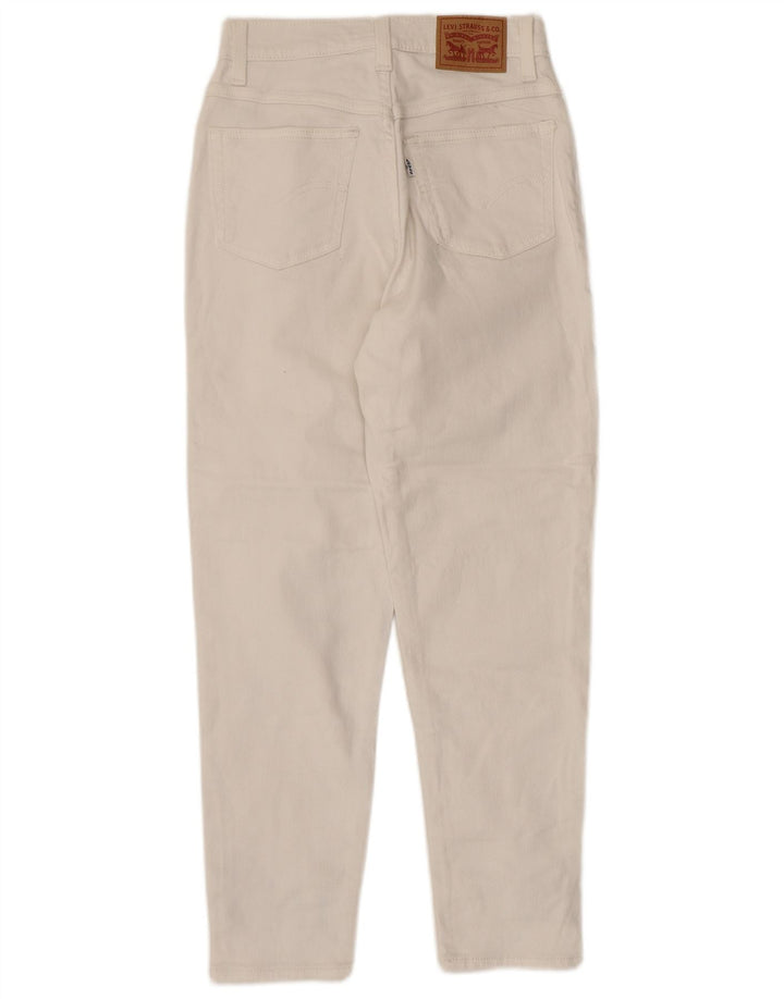 Jeans femininos Levi's Mom recortados W24 L24 algodão branco