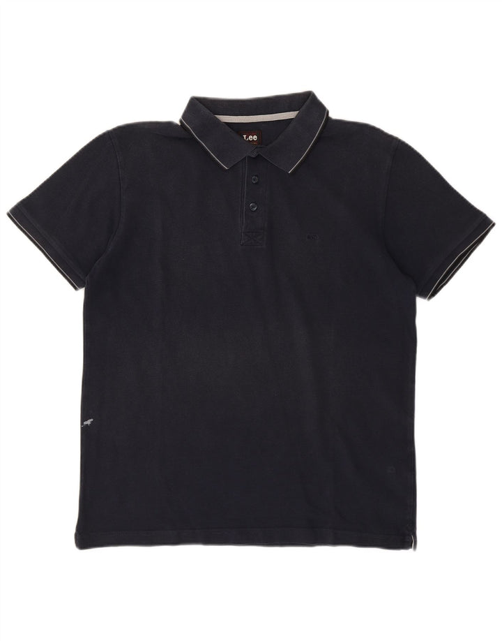 Camisa polo masculina LEE grande algodão azul marinho
