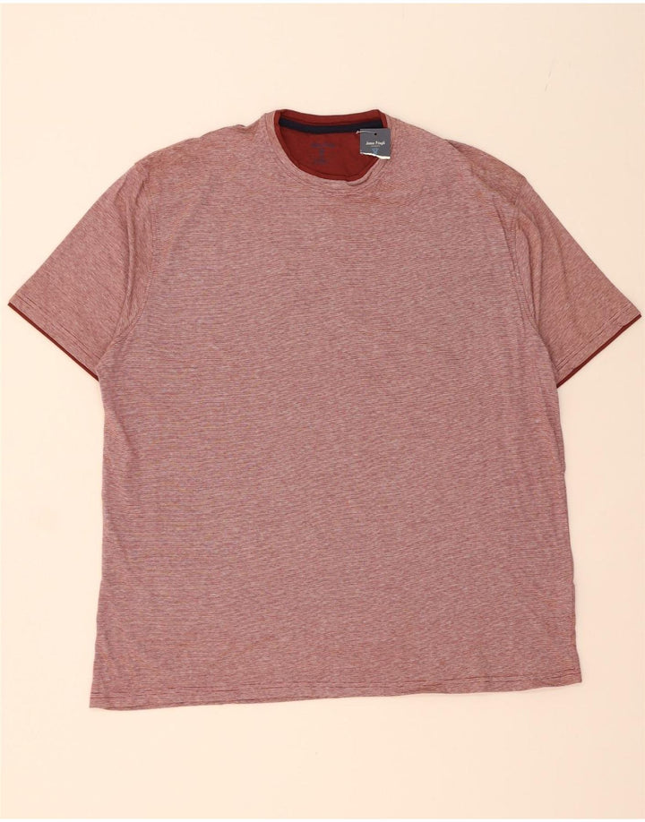 JAMES PRINGLE Mens T-Shirt Top XL Burgundy Pinstripe Cotton Vintage James Pringle and Second-Hand James Pringle from Messina Hembry 