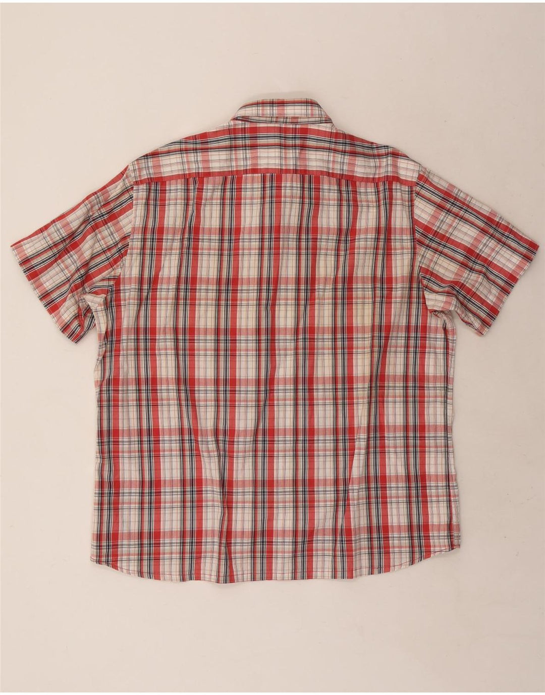Camisa masculina de manga curta Carrera 2XL algodão xadrez vermelho