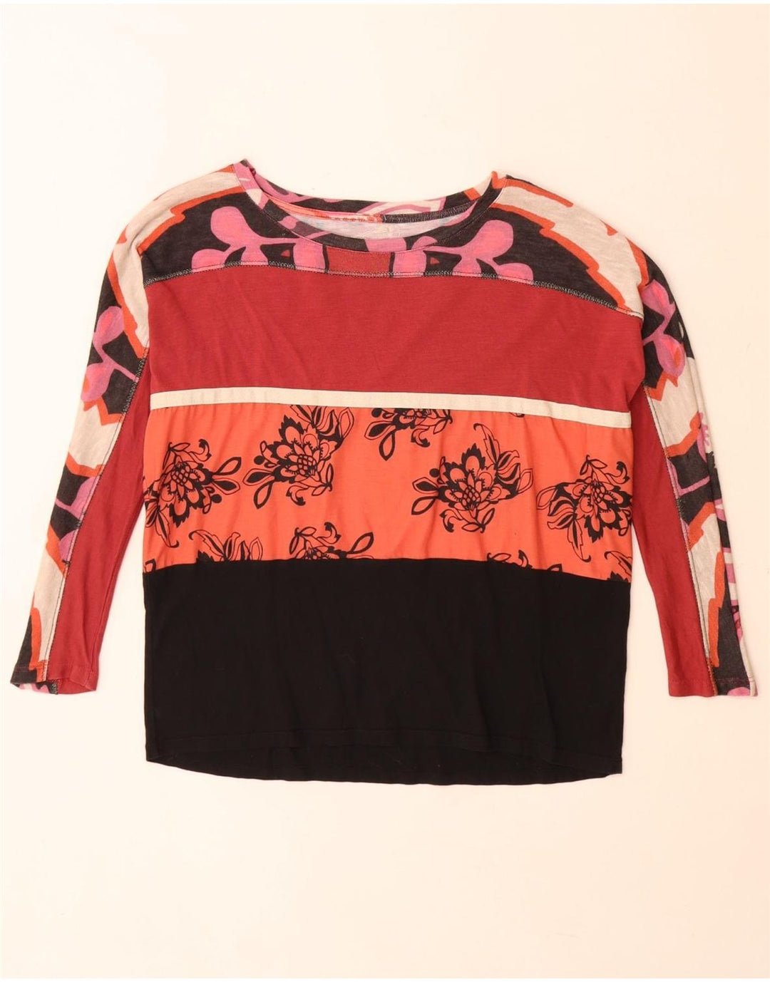 Top gráfico feminino Desigual manga comprida UK 10 pequeno floral multicolorido