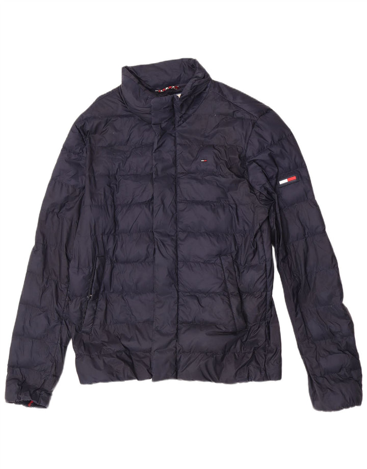 Jaqueta acolchoada masculina Tommy Hilfiger UK 36 pequena azul marinho poliamida