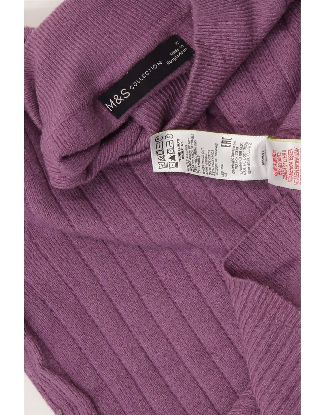 Suéter feminino Marks & Spencer com gola tartaruga Reino Unido 12 médio roxo