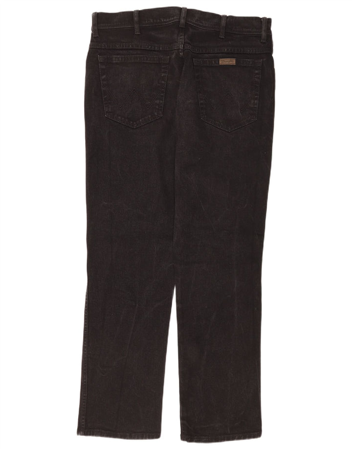 Wrangler Mens Regular Fit Straight Jeans W36 L32 Algodão Preto