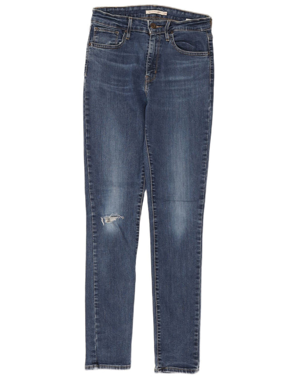 Calça jeans feminina LEVI'S 721 desgastada com cintura alta W28 L30 algodão azul