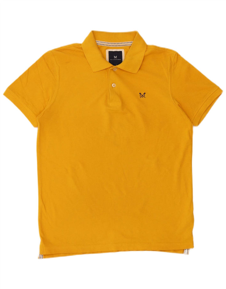Camisa polo masculina Crew Clothing algodão amarelo médio
