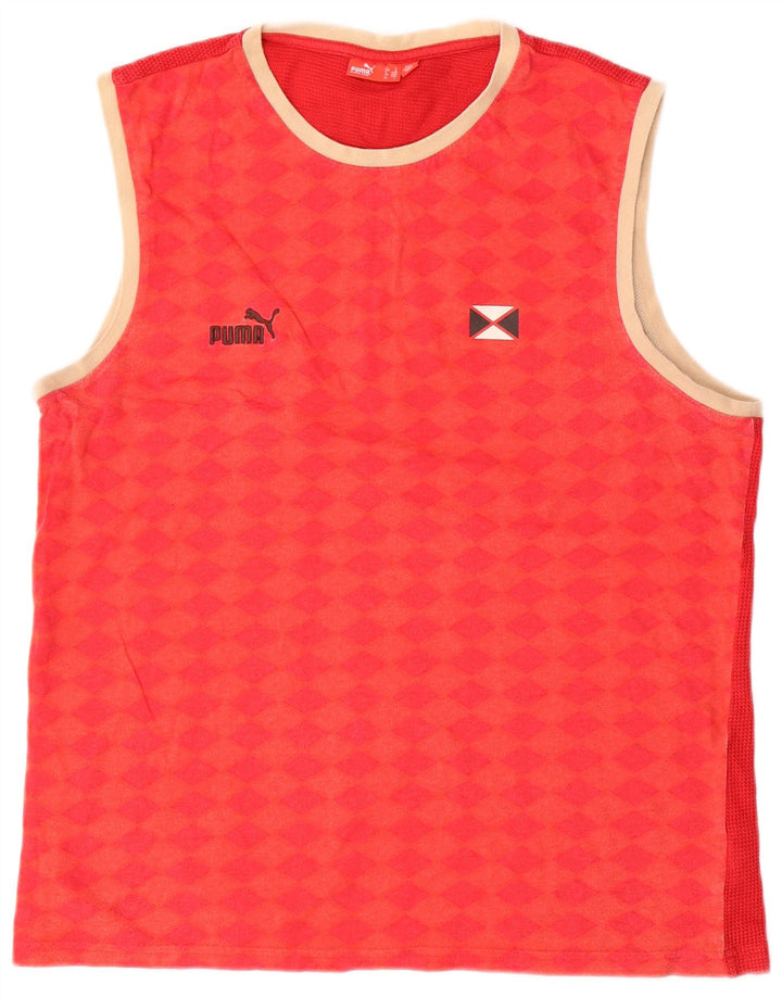 Puma Mens Graphic Vest Top Grande Algodão Geométrico Vermelho