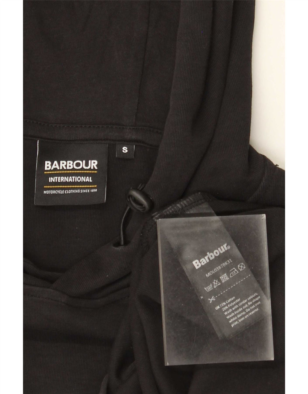 Suéter masculino com capuz gráfico Barbour pequeno algodão preto