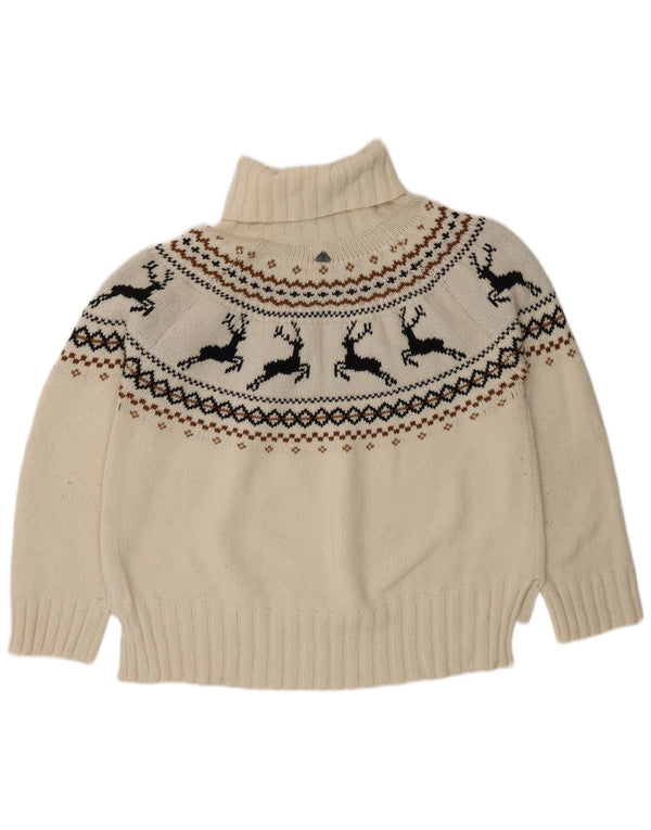 Suéter feminino Barbour com gola redonda Reino Unido 16 grande lã branca Fair Isle