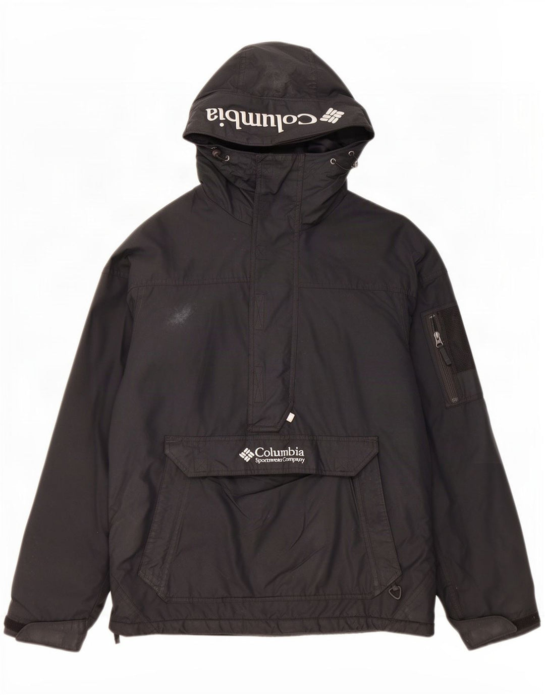 Columbia Mens Graphic Hooded Anorak Jacket UK 38 Médio Preto Nylon