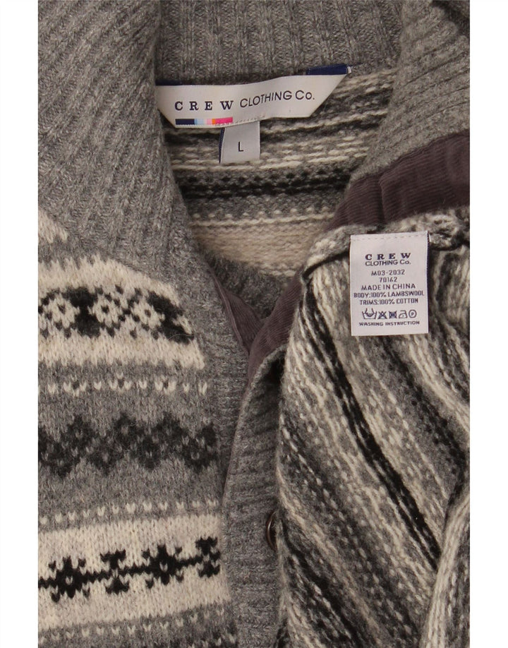 Suéter masculino com gola redonda e gola redonda, grande, cinza, Fair Isle